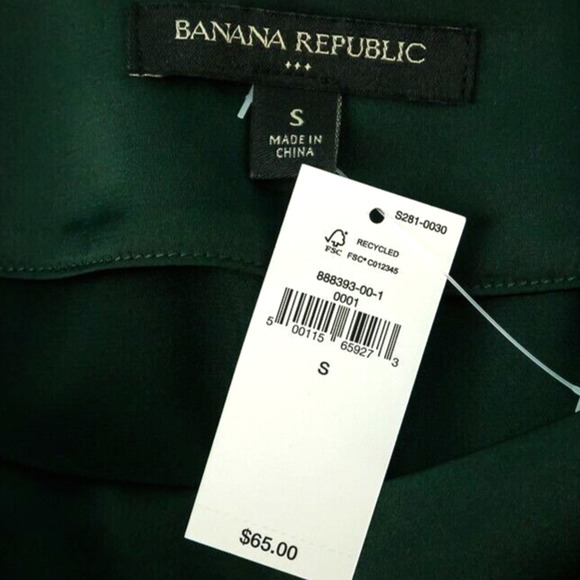 Banana Republic Size Small S Green Satin Cropped Lantern Short Sleeve Top NEW - Picture 4 of 5